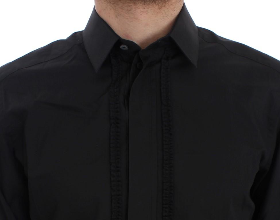 Black Cotton Silk Slim Fit GOLD Shirt