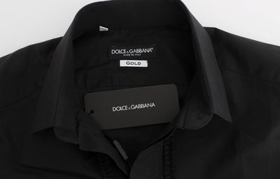 Black Cotton Silk Slim Fit GOLD Shirt