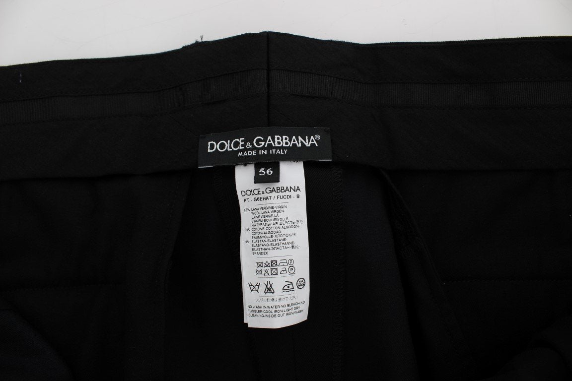Black Wool Cotton Stretch Casual Pants