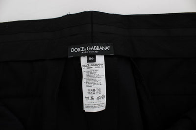 Black Wool Cotton Stretch Casual Pants