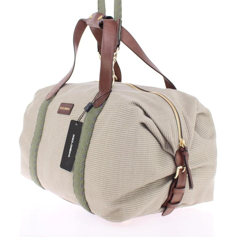 Beige linen boston bag