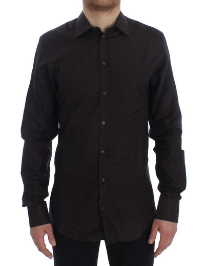 Brown Cotton Slim Fit GOLD Shirt