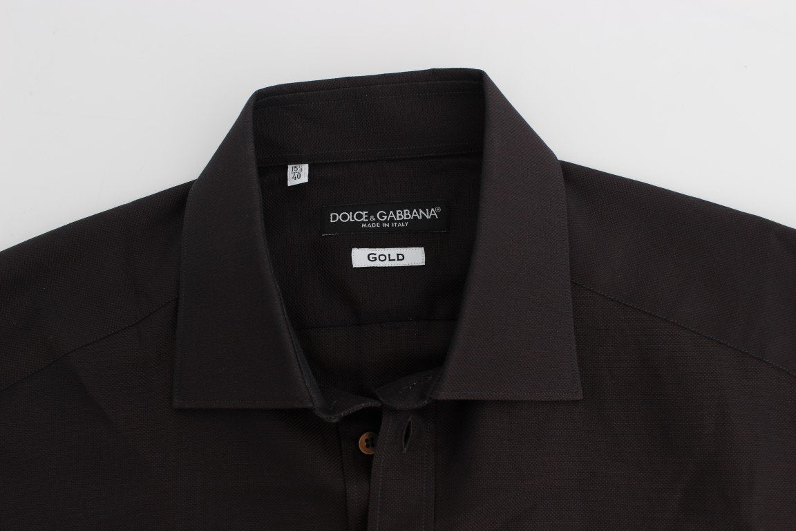 Brown Cotton Slim Fit GOLD Shirt