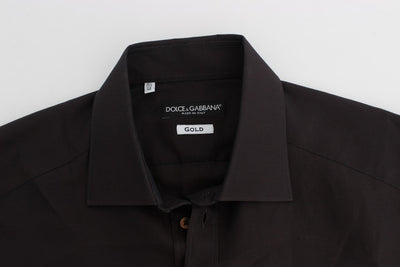 Brown Cotton Slim Fit GOLD Shirt