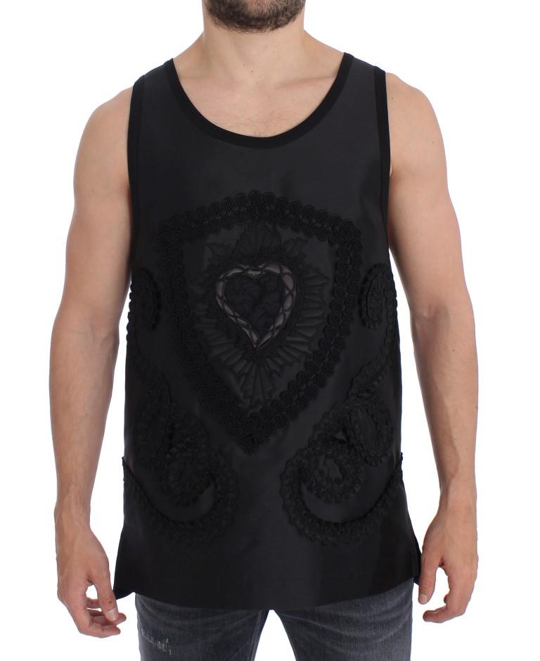 Black TORERO Silk Sleeveless T-shirt