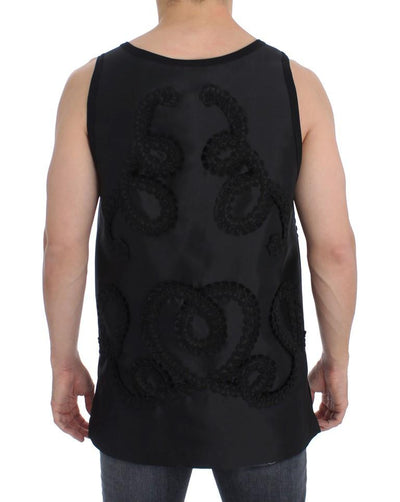 Black TORERO Silk Sleeveless T-shirt