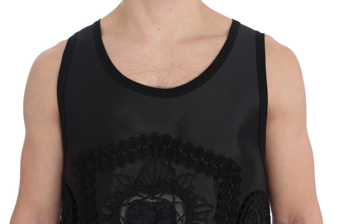 Black TORERO Silk Sleeveless T-shirt
