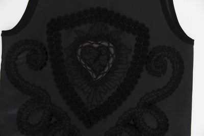 Black TORERO Silk Sleeveless T-shirt
