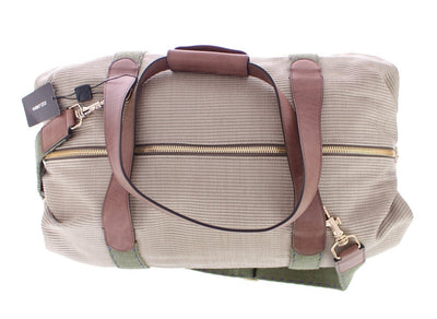 Beige linen boston bag