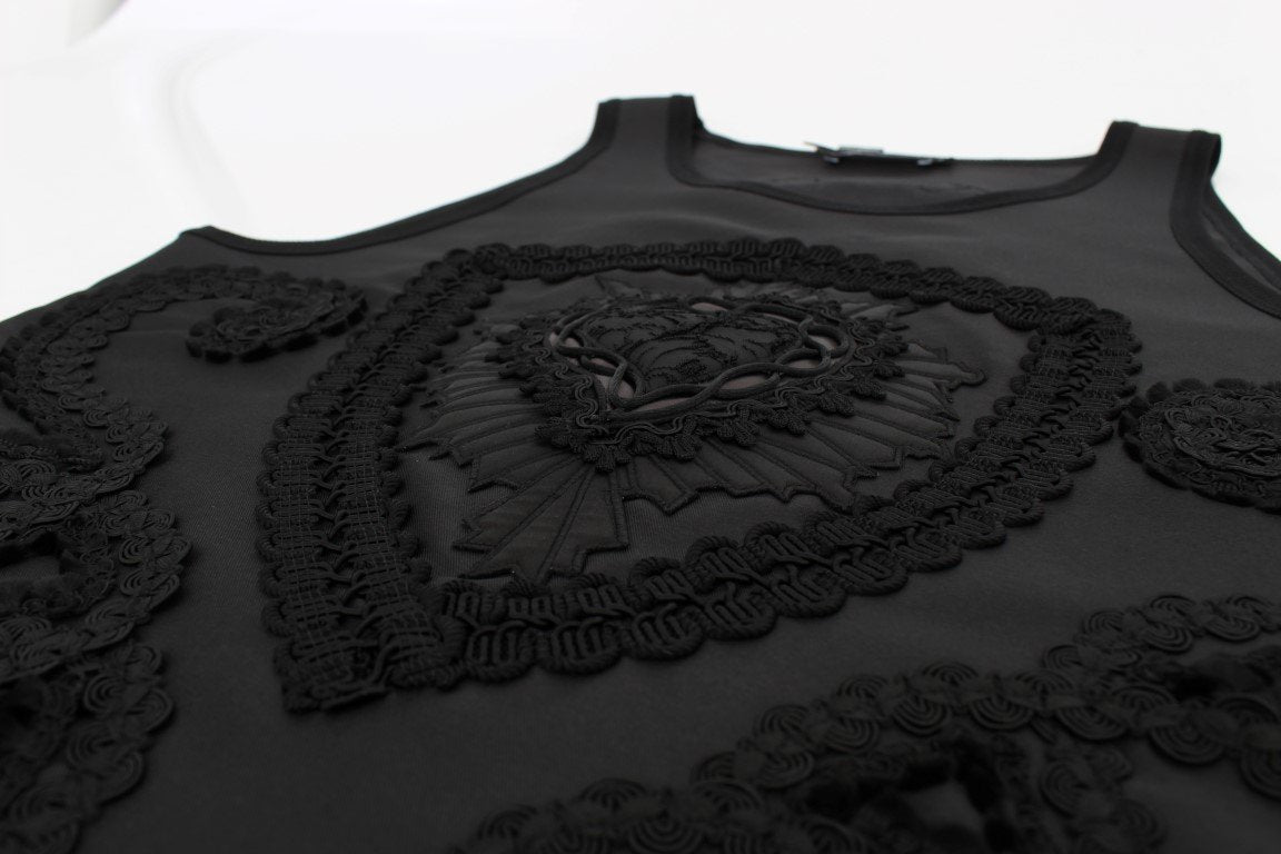 Black TORERO Silk Sleeveless T-shirt