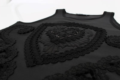 Black TORERO Silk Sleeveless T-shirt