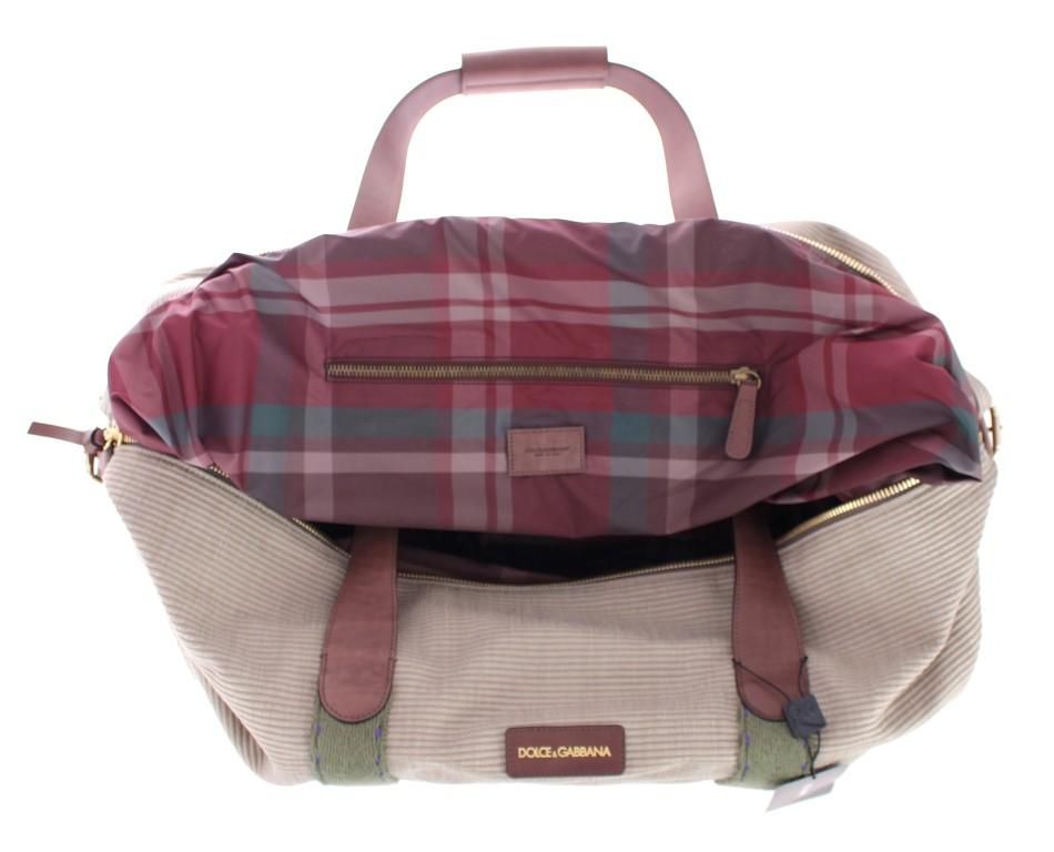 Beige linen boston bag