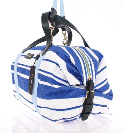 Striped linen boston bag