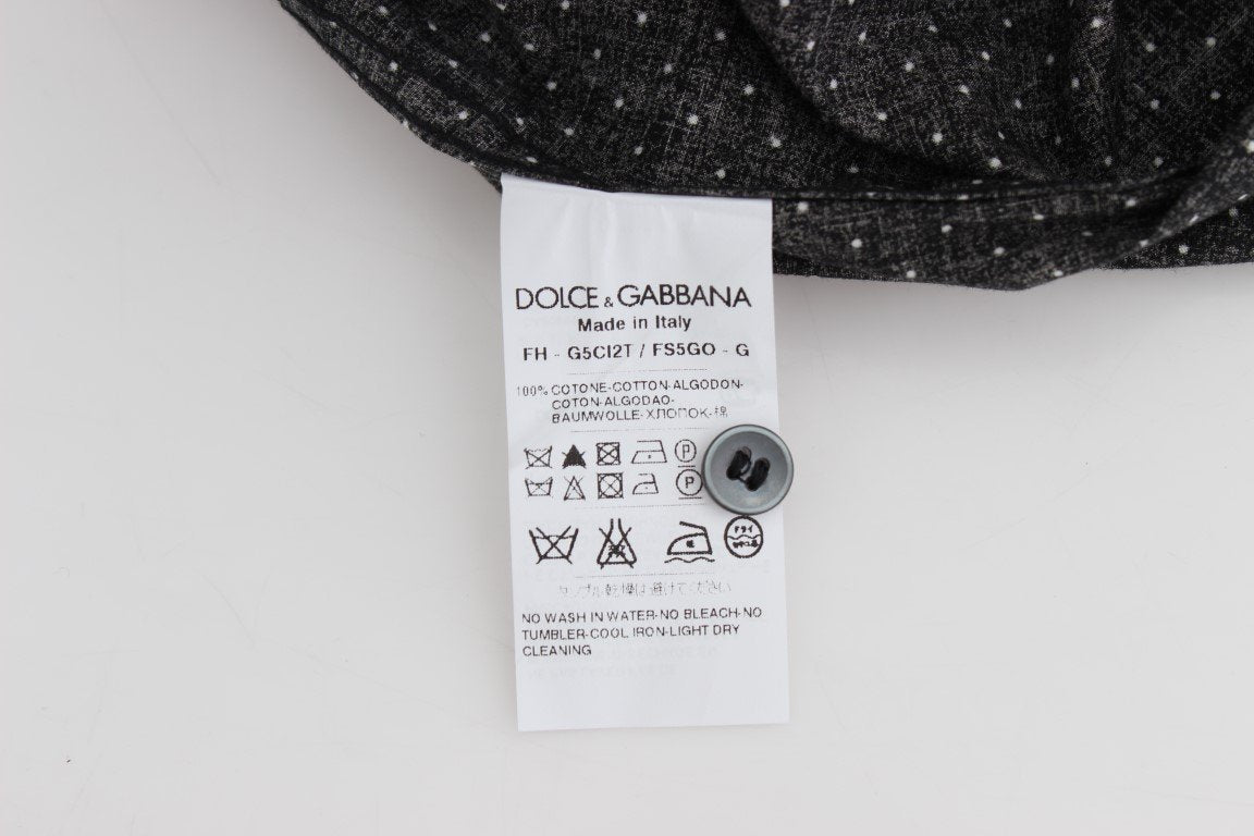Black Polka Dotted Cotton Slim Fit Shirt
