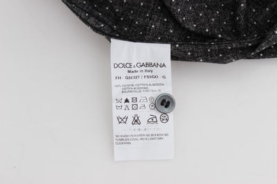 Black Polka Dotted Cotton Slim Fit Shirt