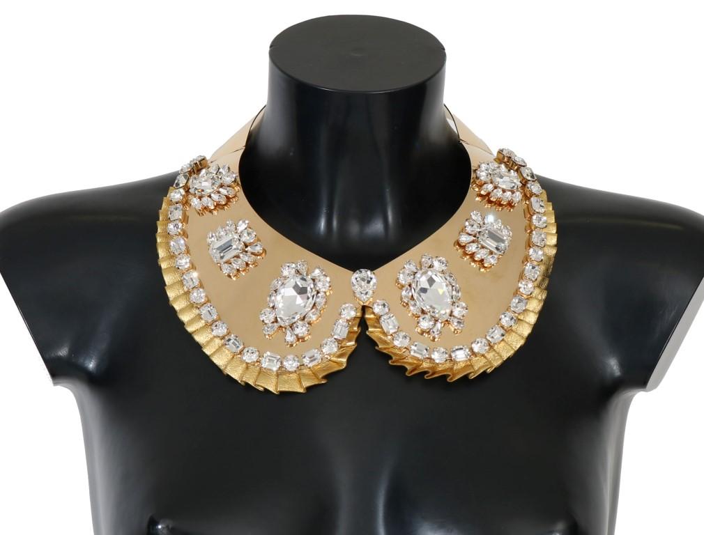 Gold Clear Crystal Embellished Necklace Collar