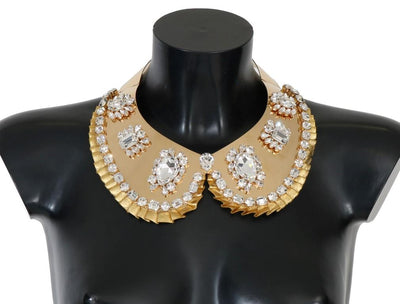 Gold Clear Crystal Embellished Necklace Collar