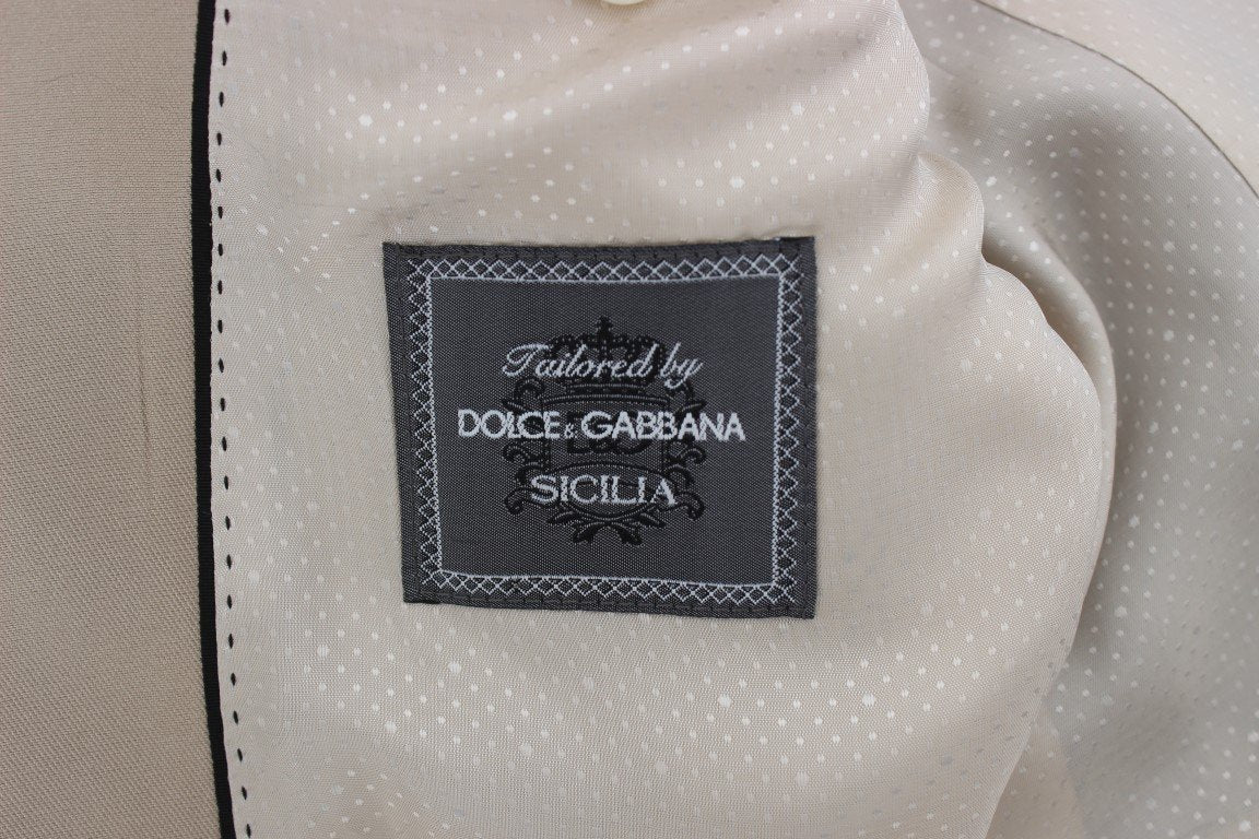Black Beige Silk Slim Blazer Jacket