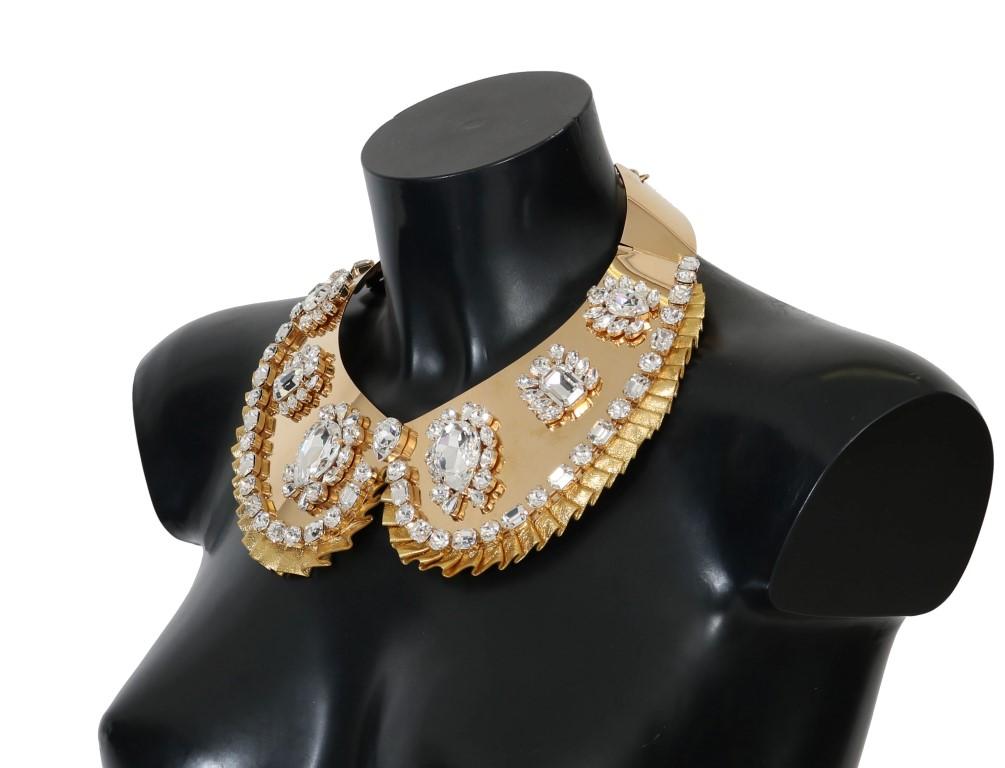 Gold Clear Crystal Embellished Necklace Collar
