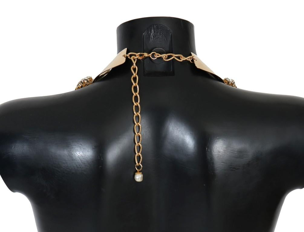 Gold Clear Crystal Embellished Necklace Collar