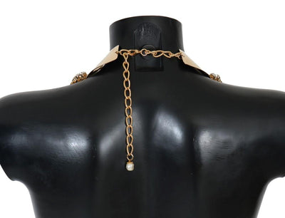 Gold Clear Crystal Embellished Necklace Collar