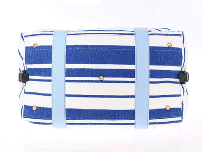 Striped linen boston bag