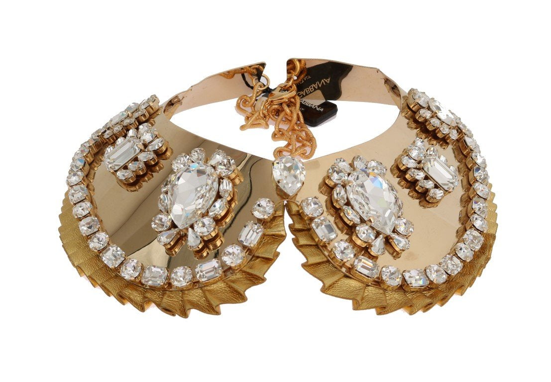 Gold Clear Crystal Embellished Necklace Collar