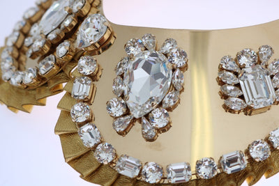 Gold Clear Crystal Embellished Necklace Collar