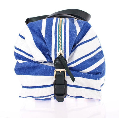 Striped linen boston bag