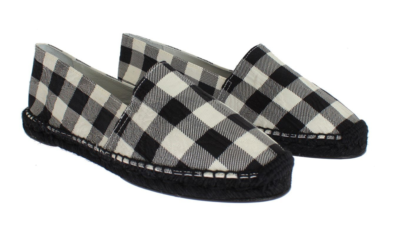 Checkered Brocade Espadrille Shoes Loafers