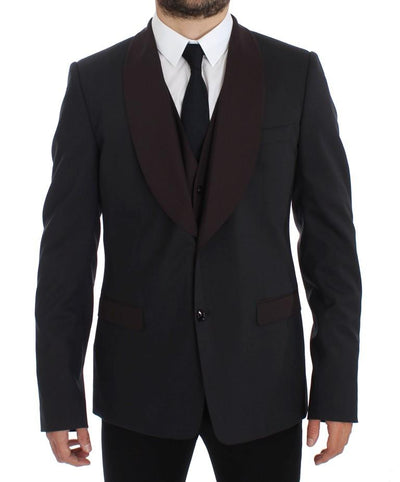 Gray Bordeaux Wool Stretch Blazer Jacket