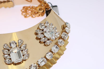 Gold Clear Crystal Embellished Necklace Collar