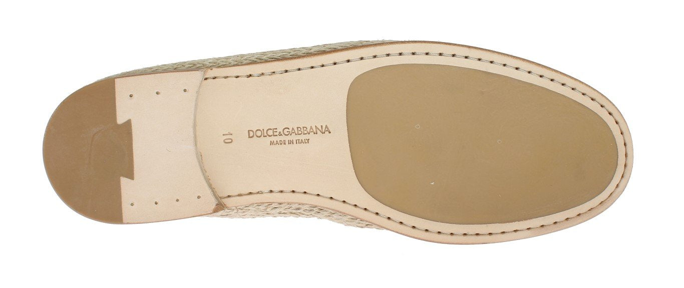 Ivory White Deer Leather Logo Loafers