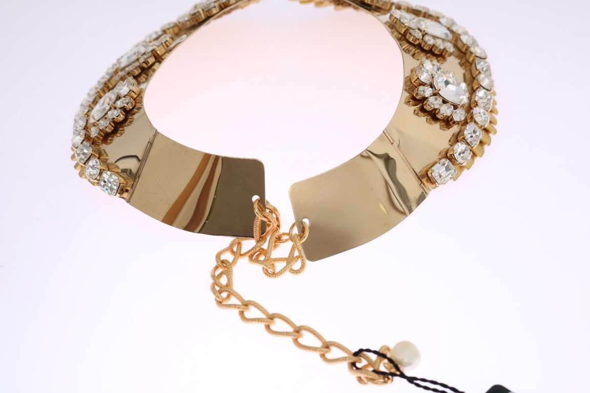 Gold Clear Crystal Embellished Necklace Collar