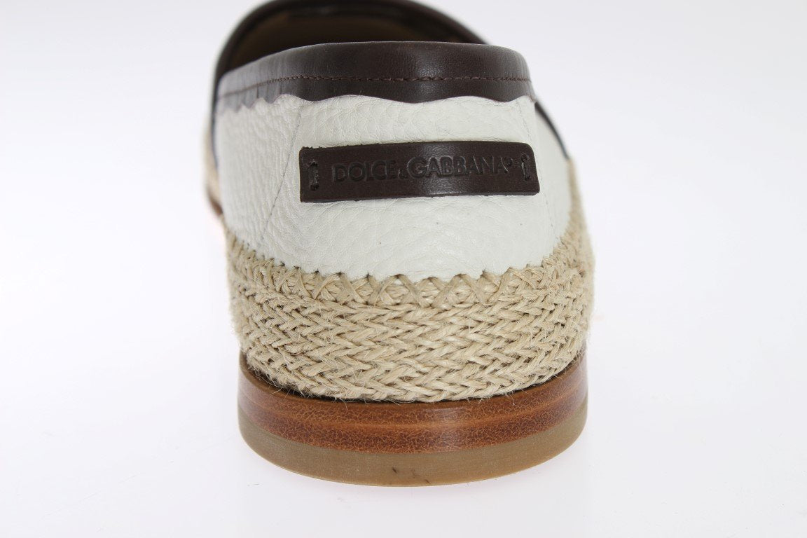 Ivory White Deer Leather Logo Loafers