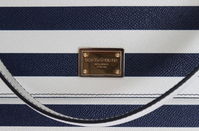 White Blue Striped SICILY Leather Shoulder Bag