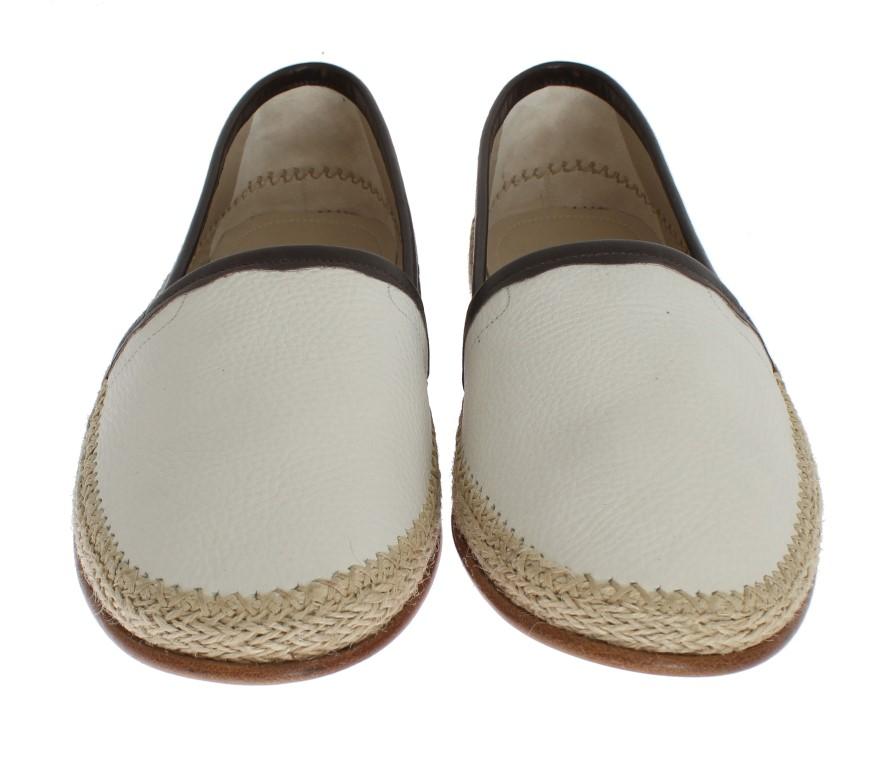 Ivory White Deer Leather Logo Loafers