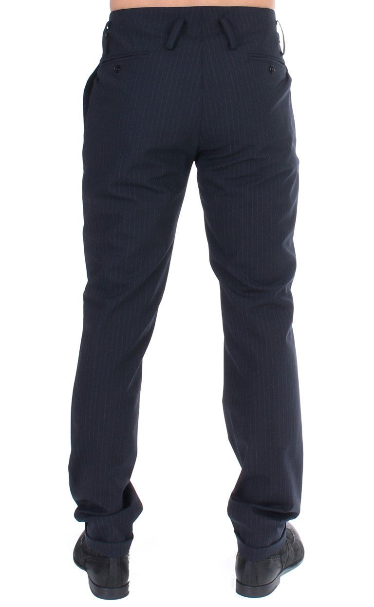 Blue striped wool blend pants