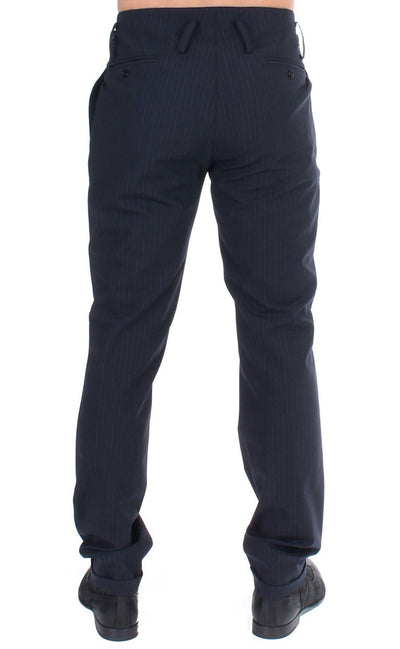 Blue striped wool blend pants