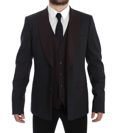 Gray Bordeaux Wool Stretch Blazer Jacket