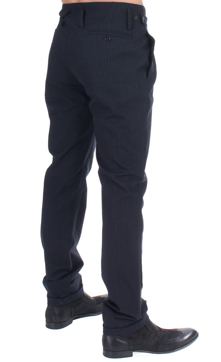 Blue striped wool blend pants