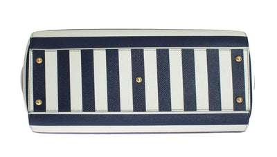 White Blue Striped SICILY Leather Shoulder Bag
