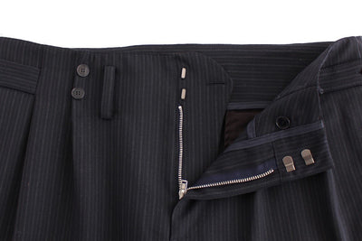Blue striped wool blend pants