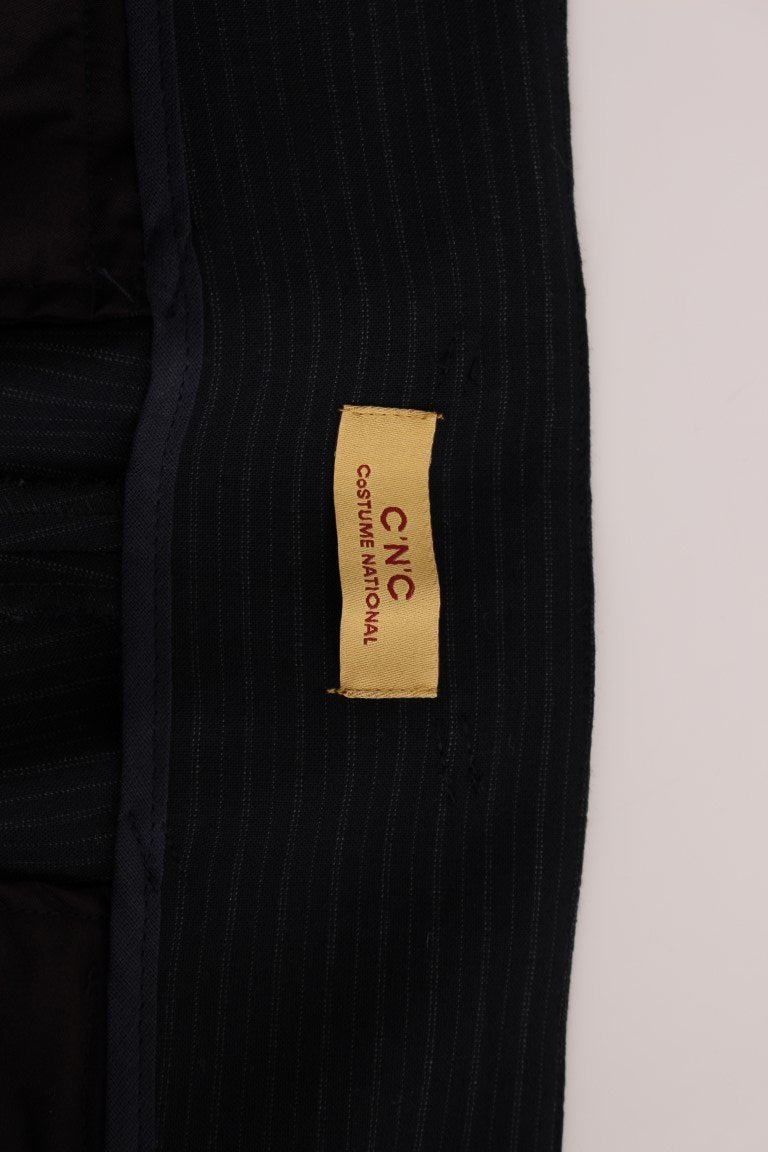 Blue striped wool blend pants