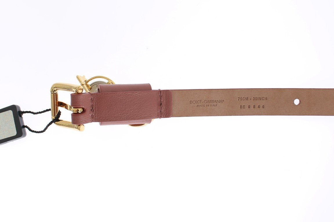 Brown Sicily gold charm leather belt