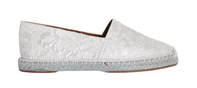 Silver Floral Brocade Espadrilles Shoes