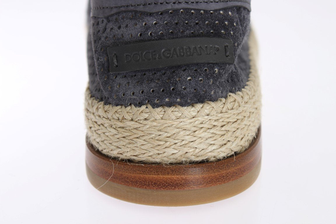 Gray Suede Breathable Logo Loafers