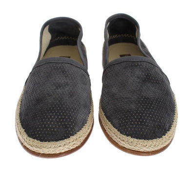 Gray Suede Breathable Logo Loafers