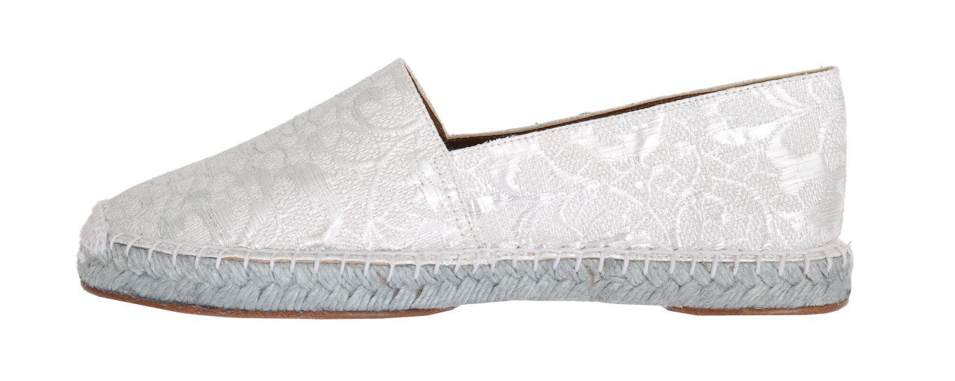 Silver Floral Brocade Espadrilles Shoes