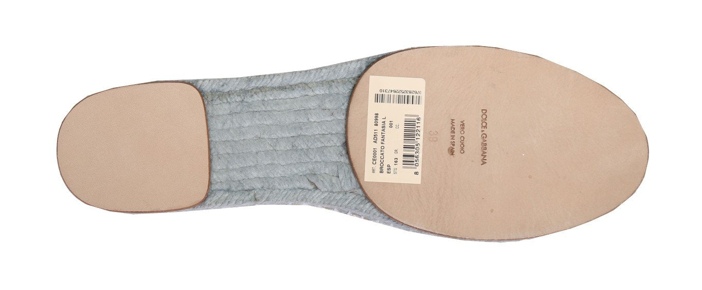 Silver Floral Brocade Espadrilles Shoes